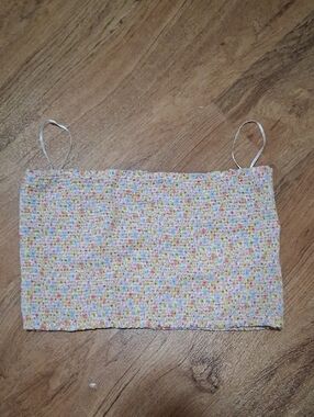 H&M Floral Pastel Ribbed Tube Top